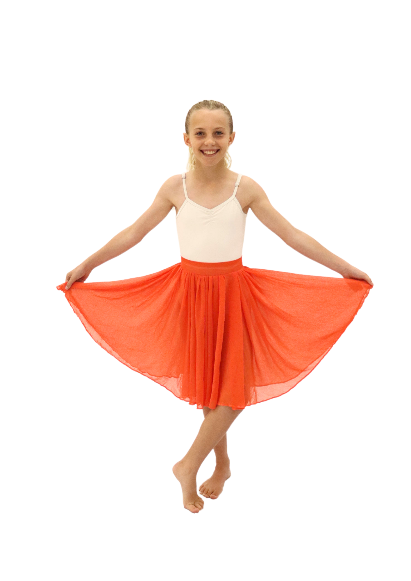 Orange crushed chiffon skirt