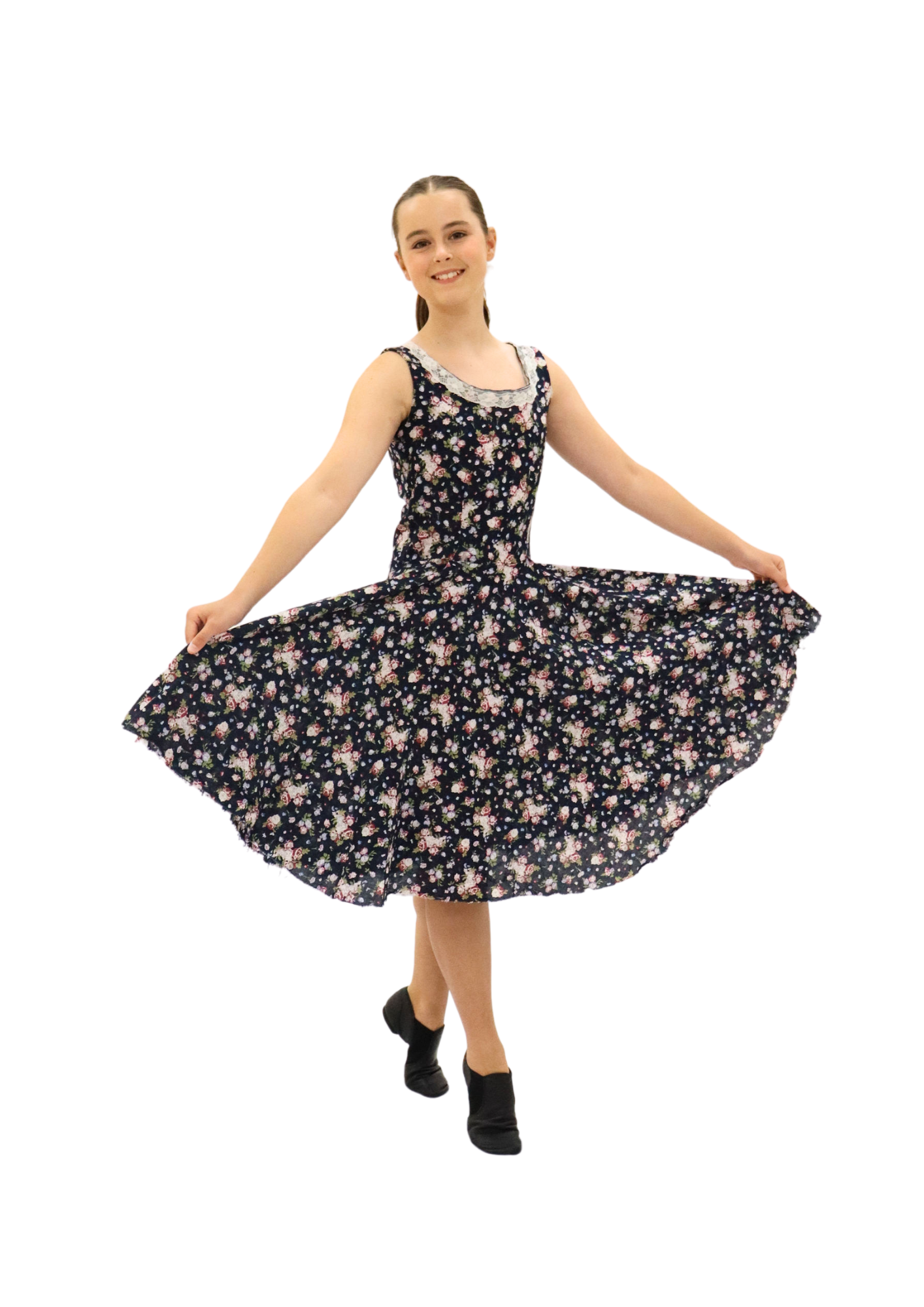 Dark Blue & White Floral Dress