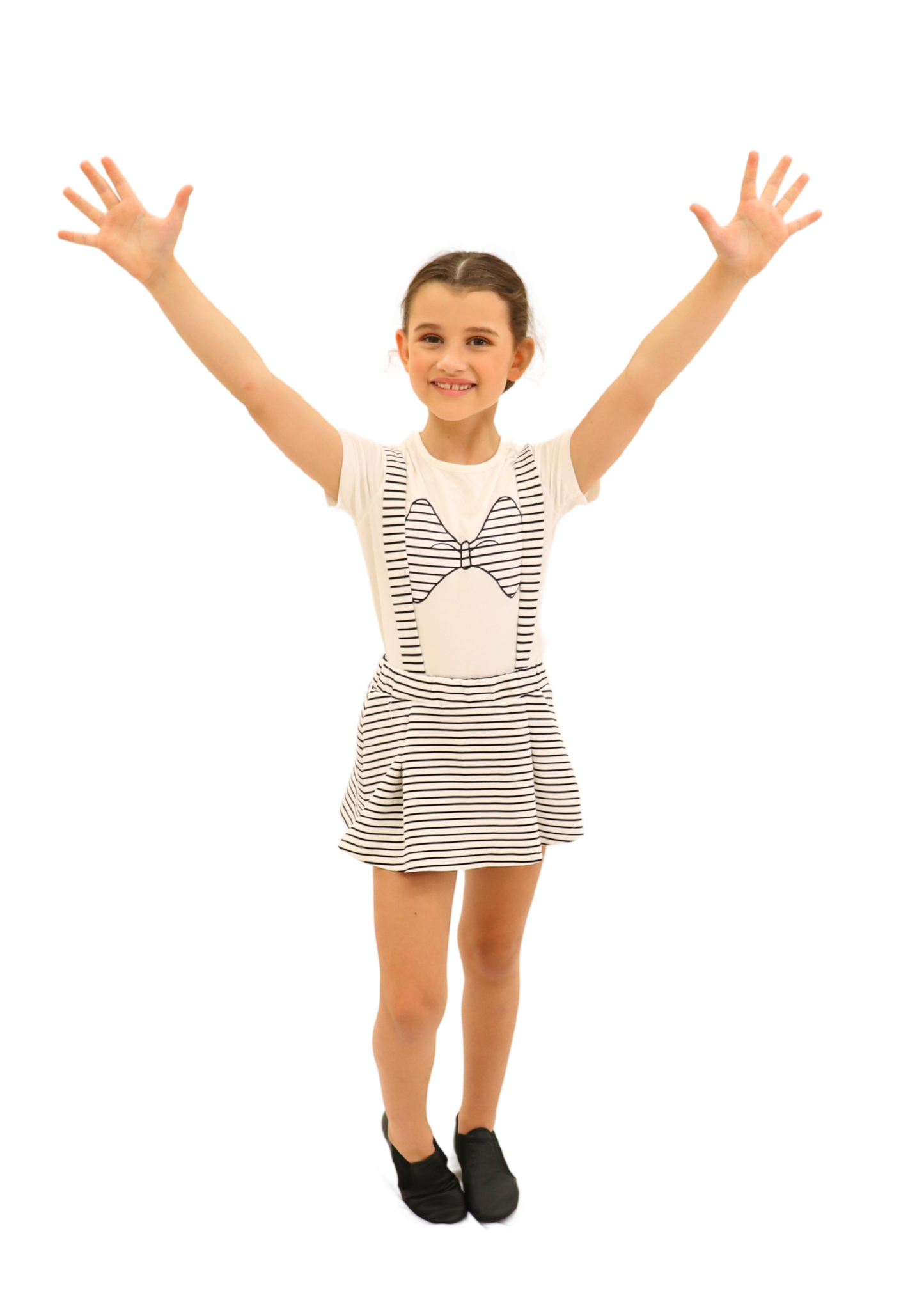 Black and White Stripe Skirt with Attached Suspenders