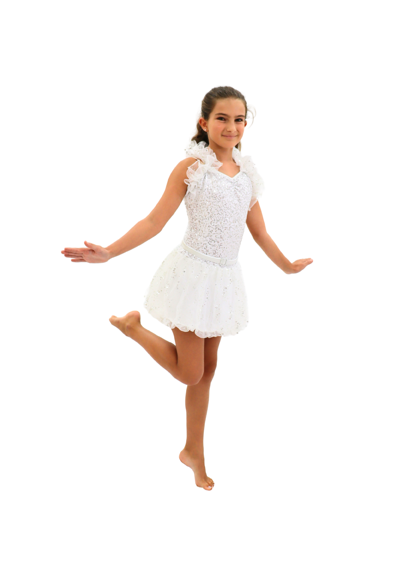 White Sequin Puff Dress