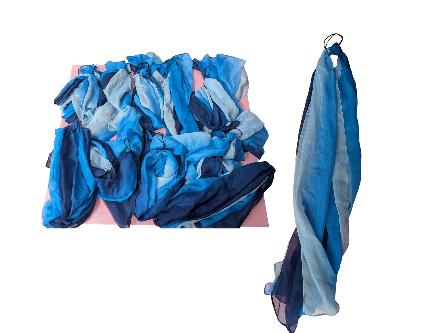 Long Dark Blue Fabric with Black Hair ties