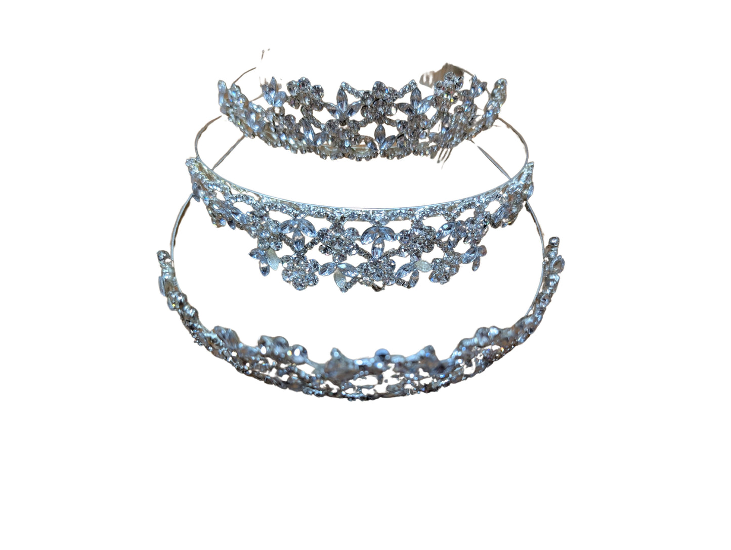 Silver Tiara with Flower Diamante Designs