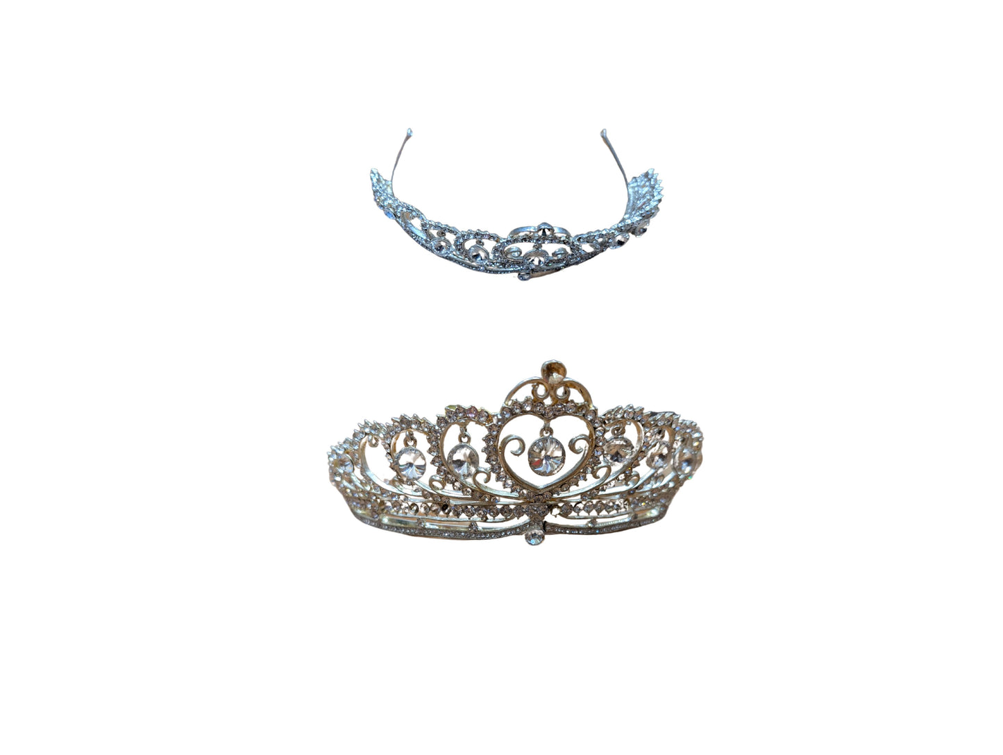 Silver Tiara with Dangling Gems