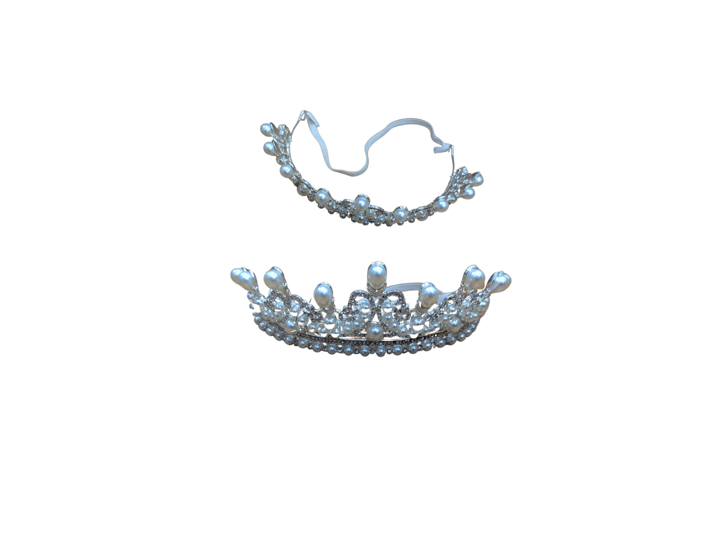 Silver Tiara with White Pearls