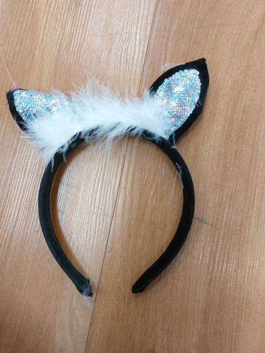 Black and silver cat ears