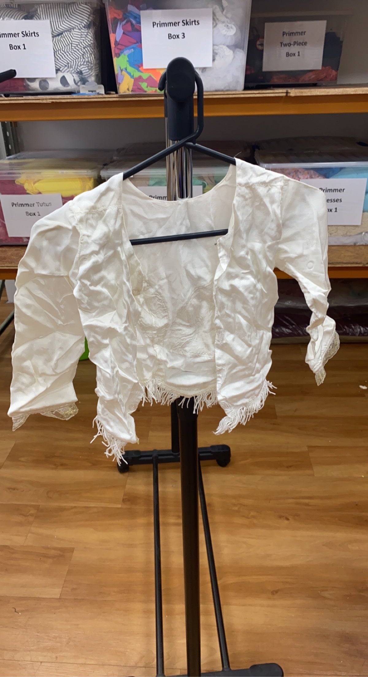 White and Gold Fringe Top