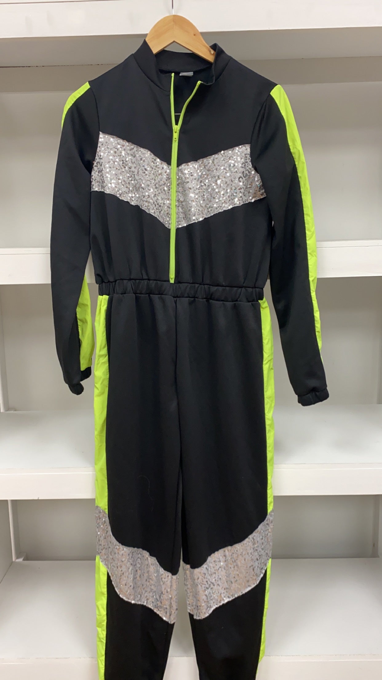 Yellow/Green, Silver and Black Tracksuit Unitard