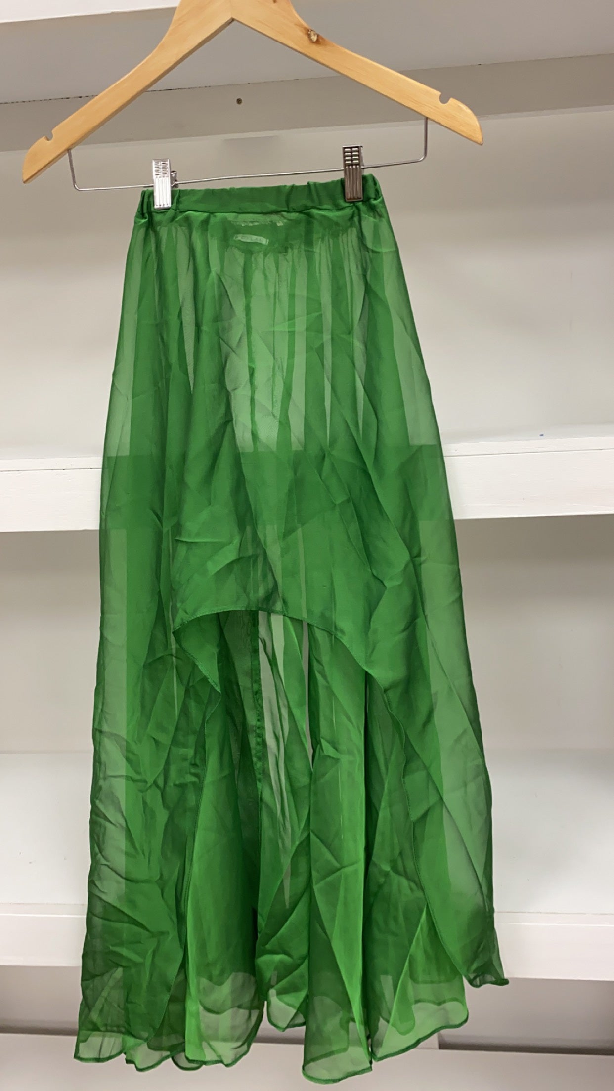 Green Long Chiffon Waterfall Skirt