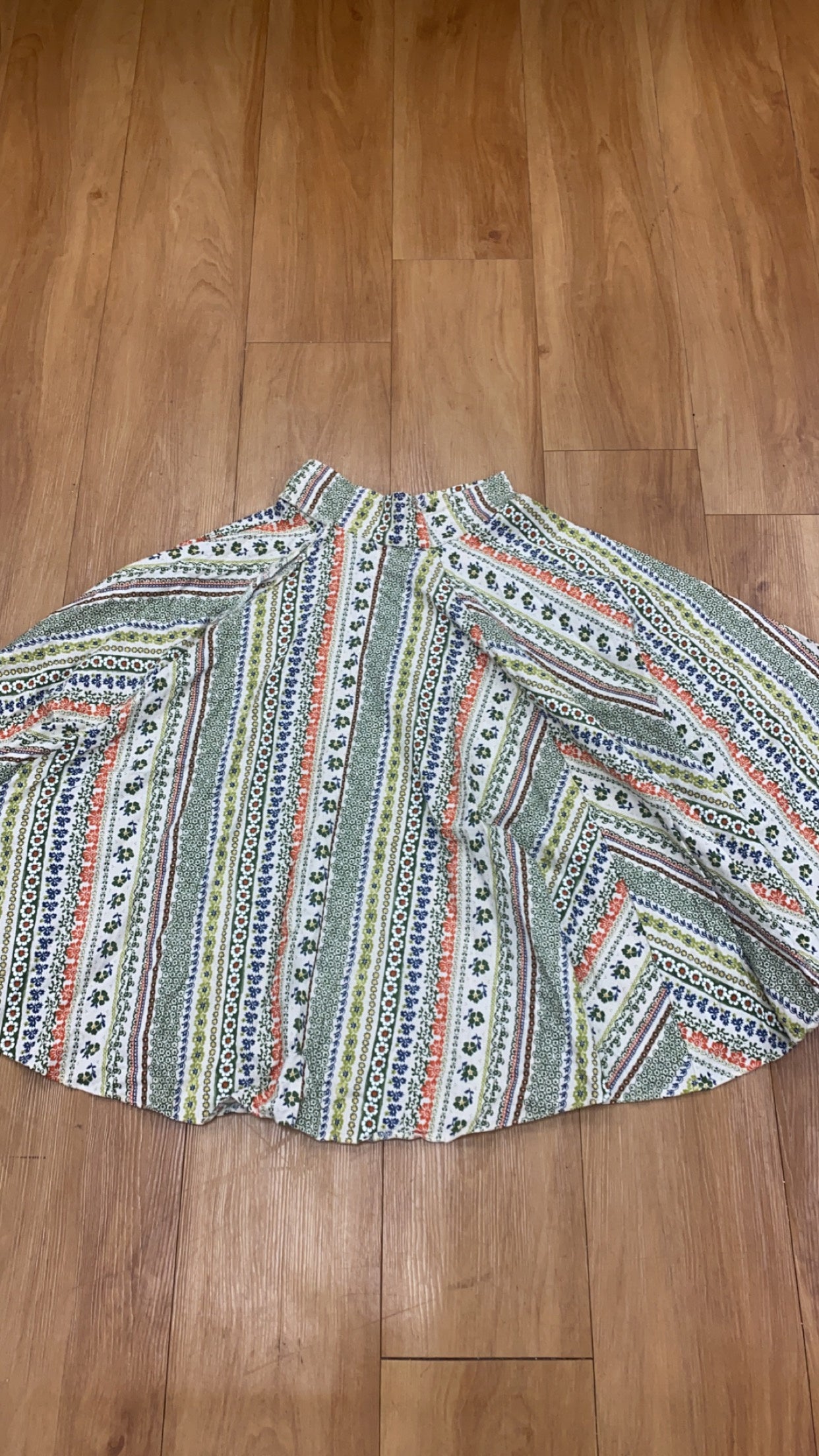 Green & Orange Patterned Village Skirt