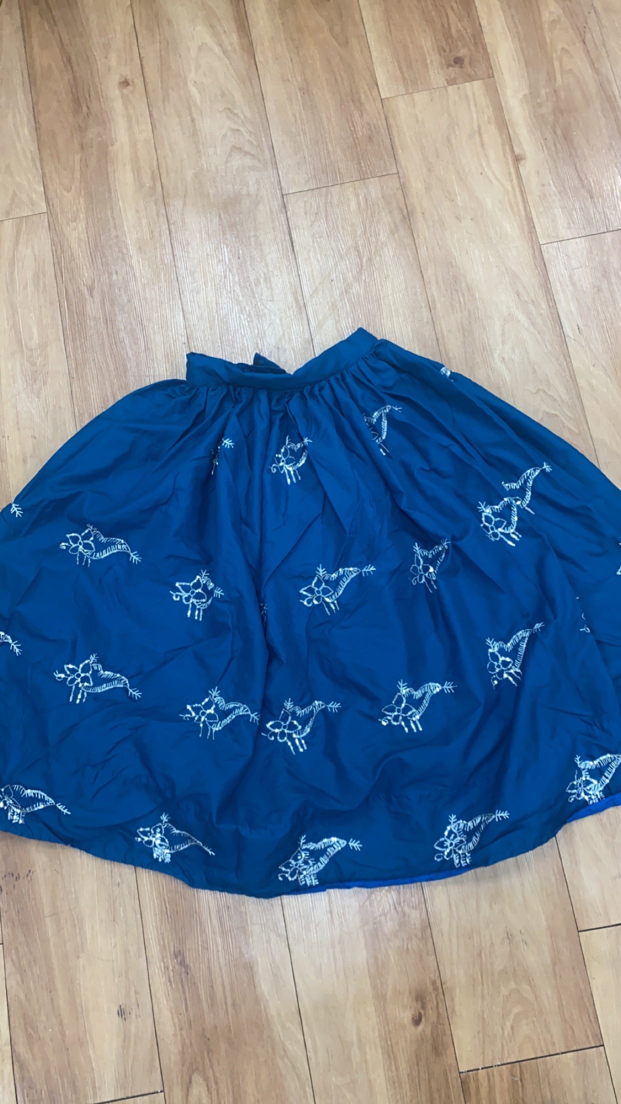 Teal Blue Skirt with White Pattern