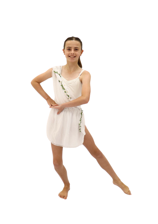Sheer White Flower Toga Dress