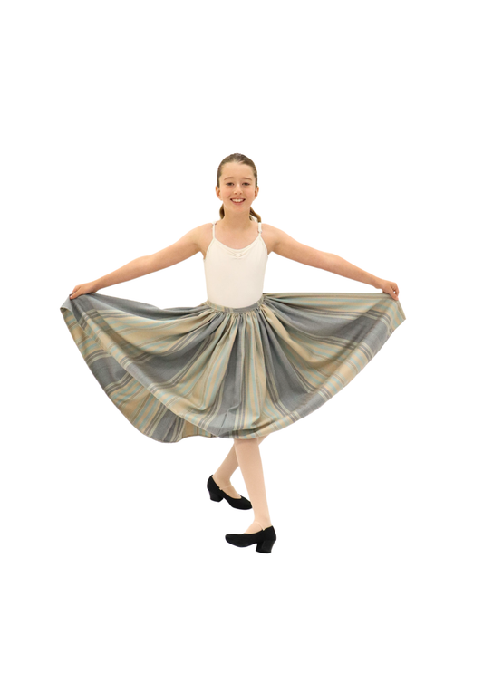 Pinstripe Full circle skirt - blue/beige