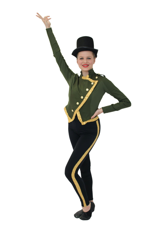 Full length black legging with gold trim