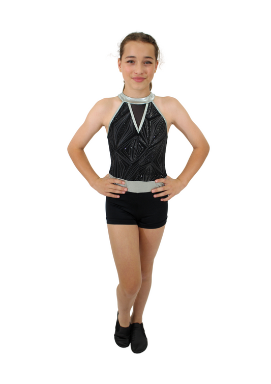 Black & Silver Playsuit Unitard