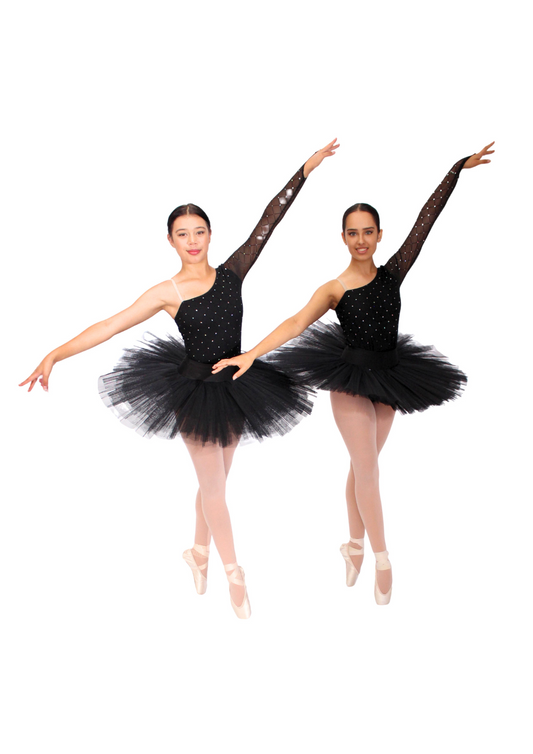 Black Sparkle One Sleeve Leotard