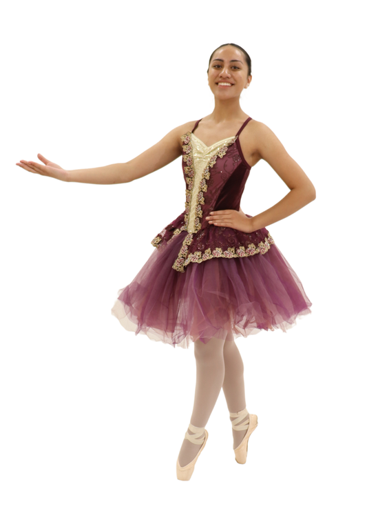 Purple Tutu with gold and floral