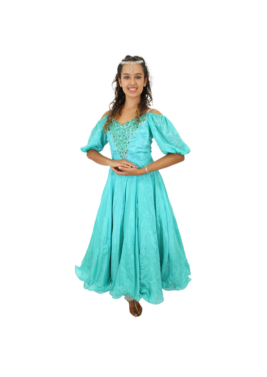 Teal Long Dress with sparkle