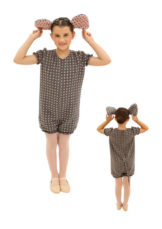 Grey and Pink Polkadot Elephant Unitard