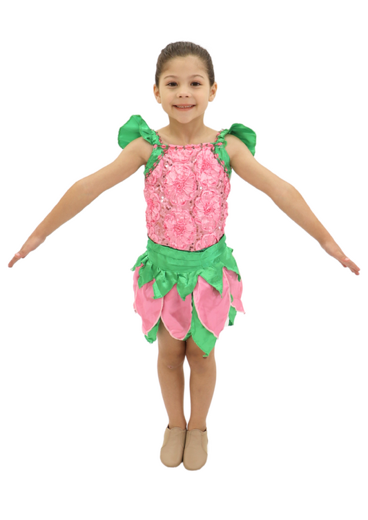 Pink & Green Flower Dress (Top & Skirt)