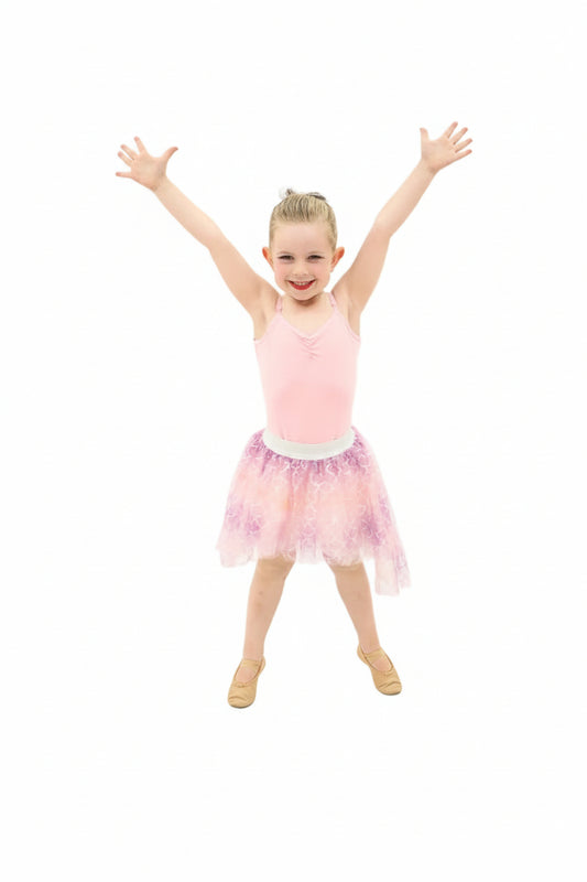 Ombre pink and purple skirt with silver scale print