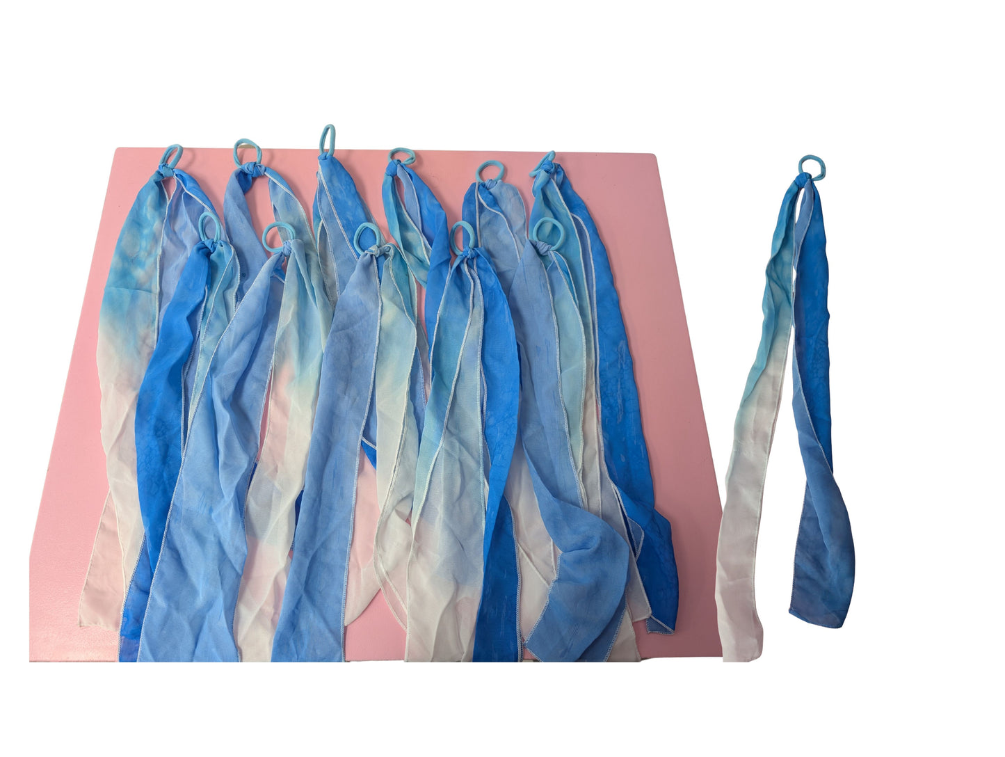Light Blue Long Fabric with Blue Hair Ties
