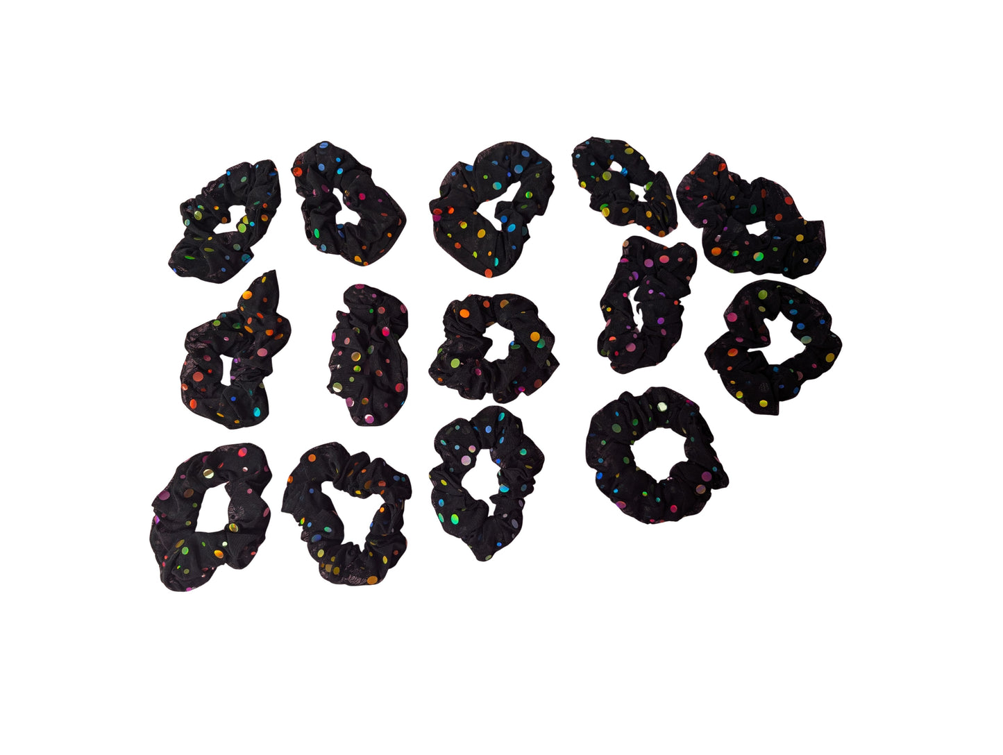 Black Scrunchie with Rainbow Dots