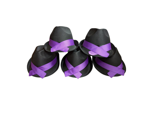 Black Trilby with Purple Ribbon
