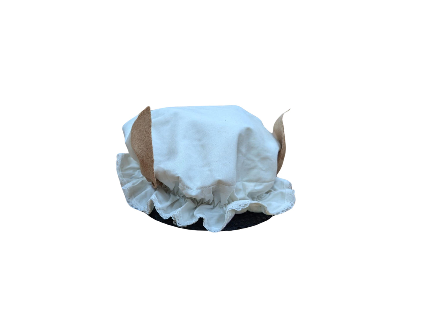 White Mob Cap with Felt Ears
