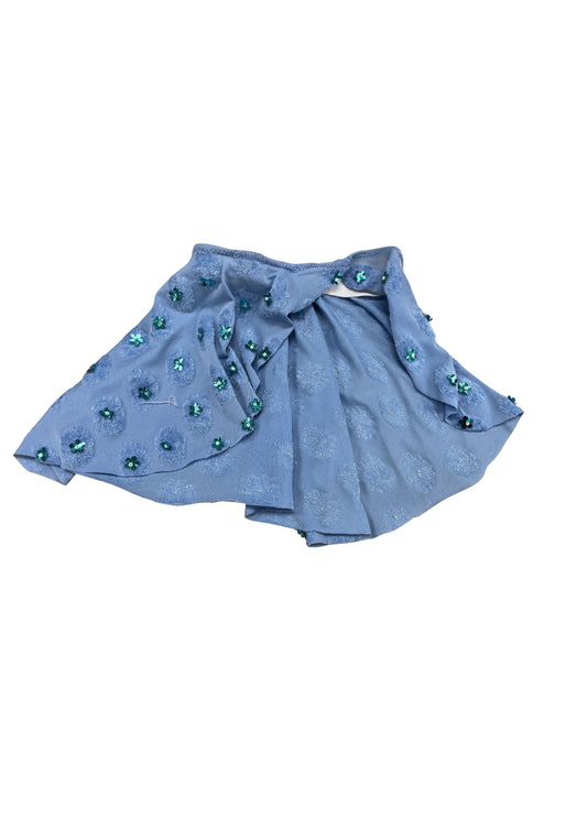 Light Blue Skirt with split and flowers
