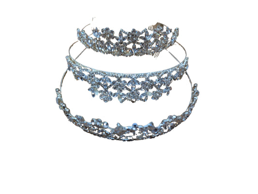 Silver Tiara with Flower Diamante Designs