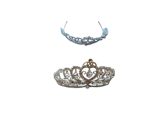 Silver Tiara with Dangling Gems