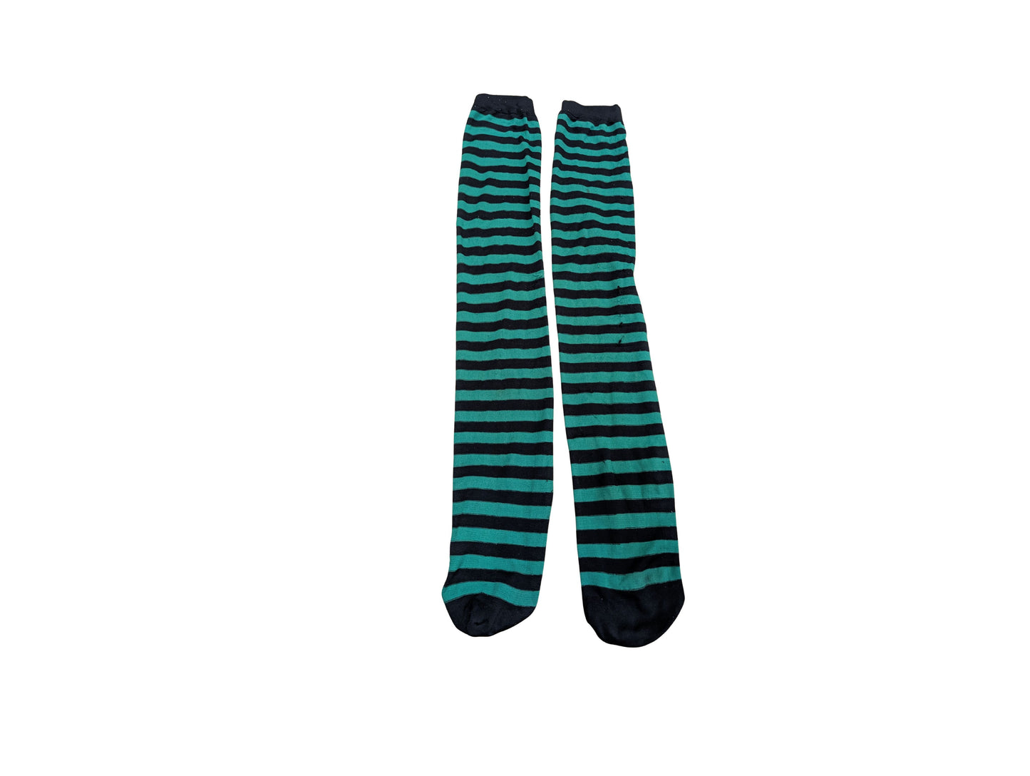 Black and Green Stripy Knee Length Stockings