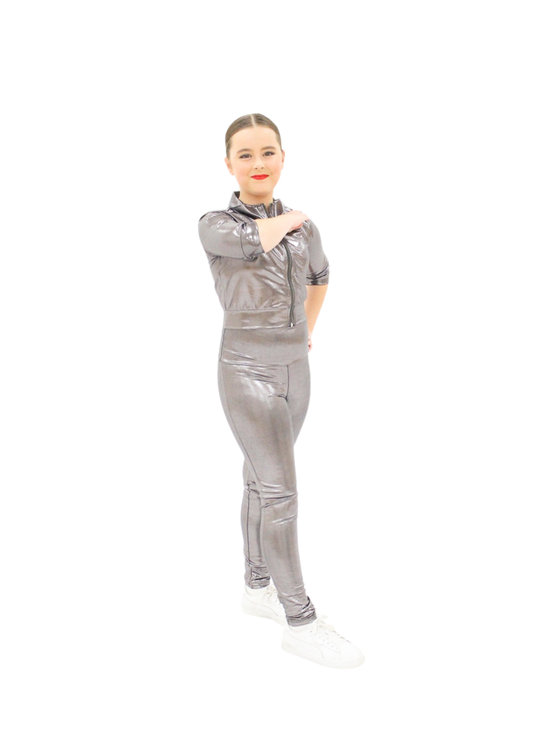 Grey/ Silver Metallic Leggings