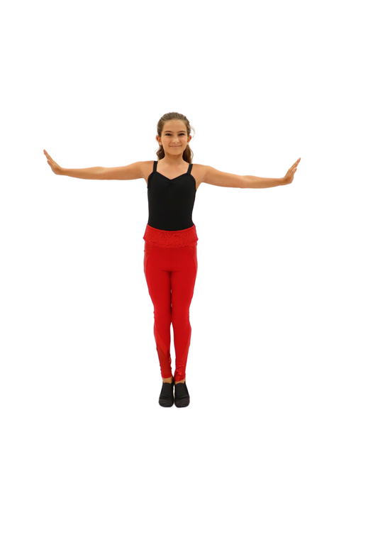 Red Lycra Leggings with Sequins