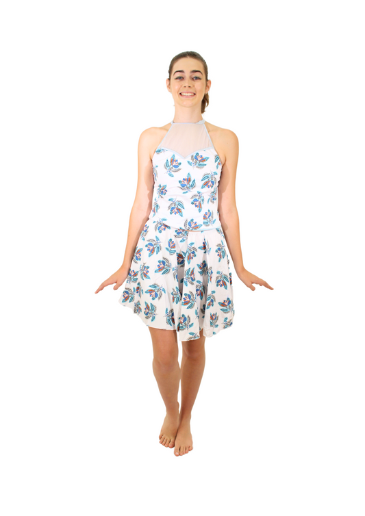 White and Blue Floral Dress