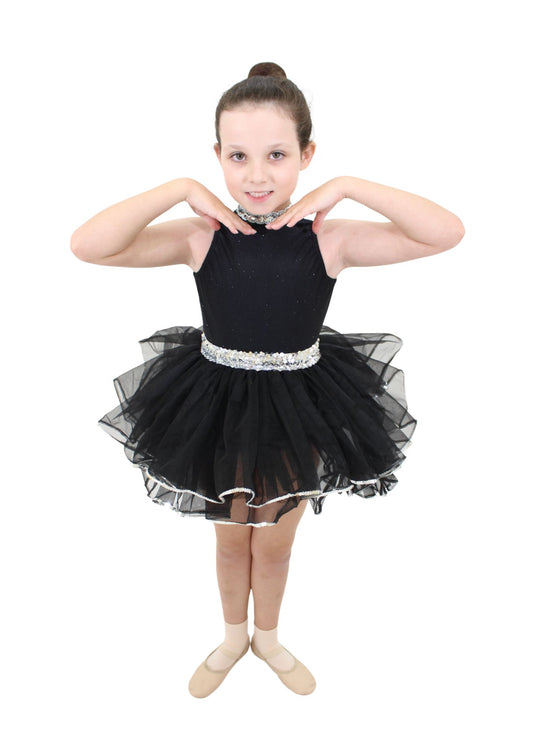 Halter Black & Silver Trim Leotard