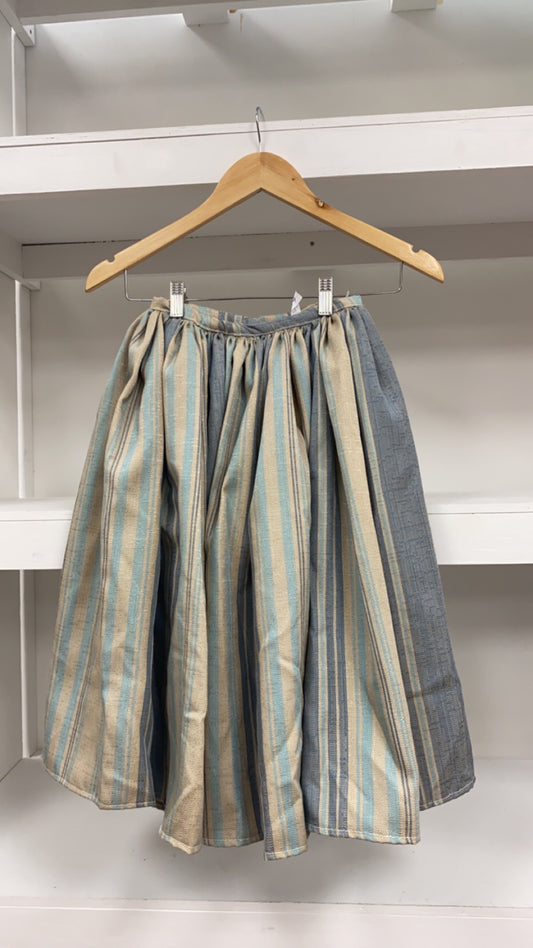 Pinstripe Full circle skirt - blue/beige