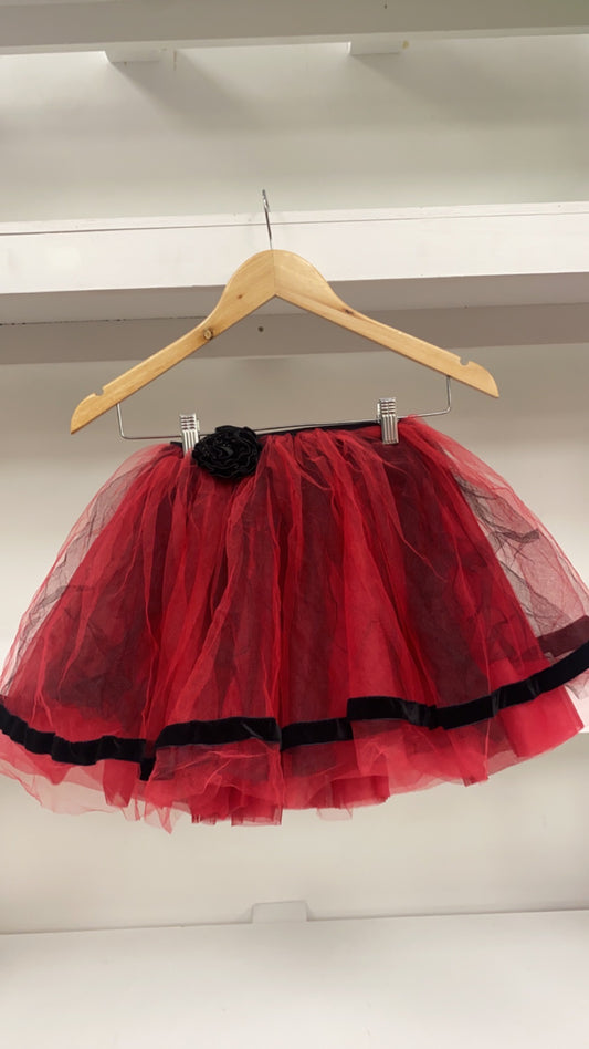 Red and Black Mesh Skirt