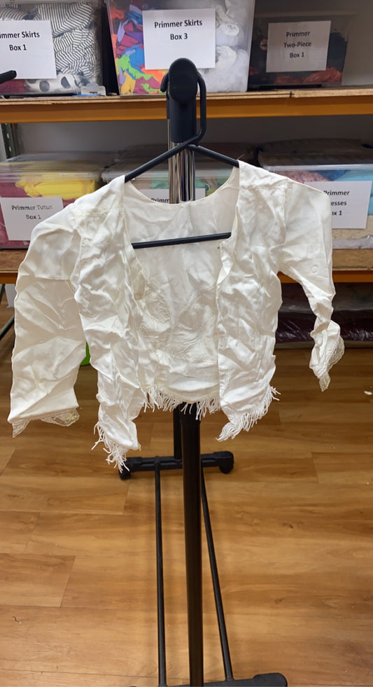 White and Gold Fringe Top