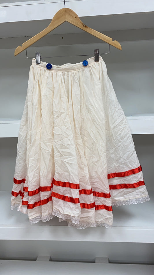Cream White with Red Trim Skirt