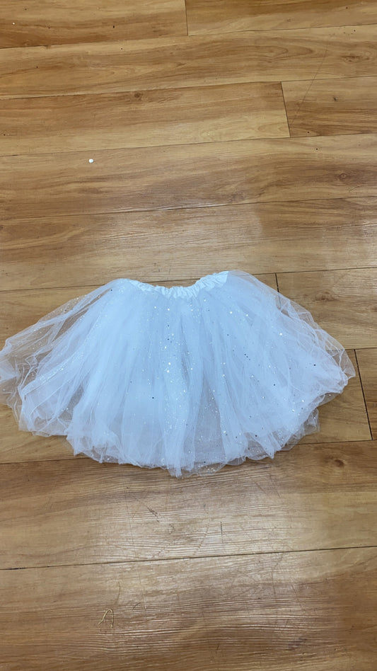 White Glitter Puff Skirt