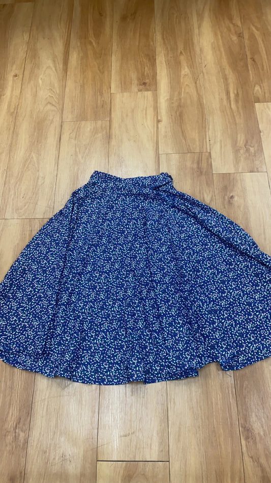 Blue Skirt with Flower Print