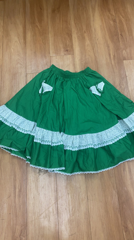 Green & White Village Skirt