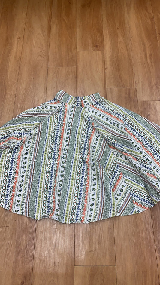 Green & Orange Patterned Village Skirt