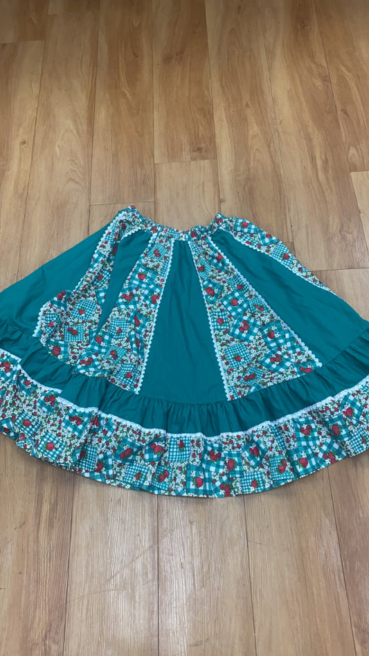 Green Village Skirt with Strawberries