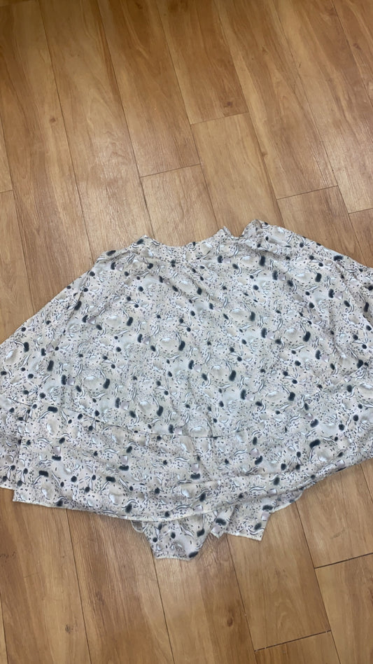 Beige Village Skirt with Black Print