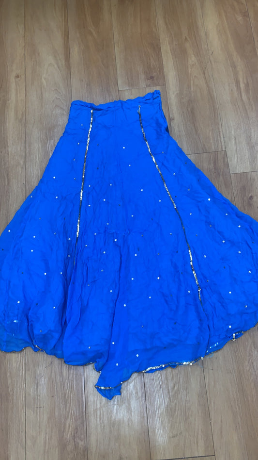 Blue & Pink Skirt with Gold Sparkle