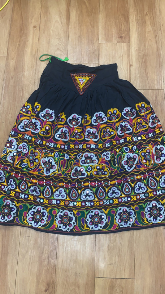 Black & Yellow Tribal Village Skirt