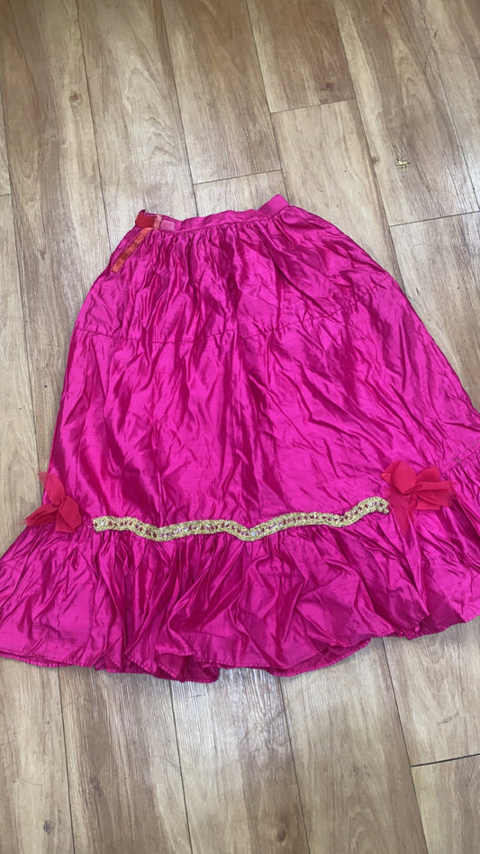 Hot Pink Skirt with Red Bows