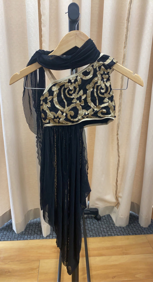 Black & Gold Chiffon Top